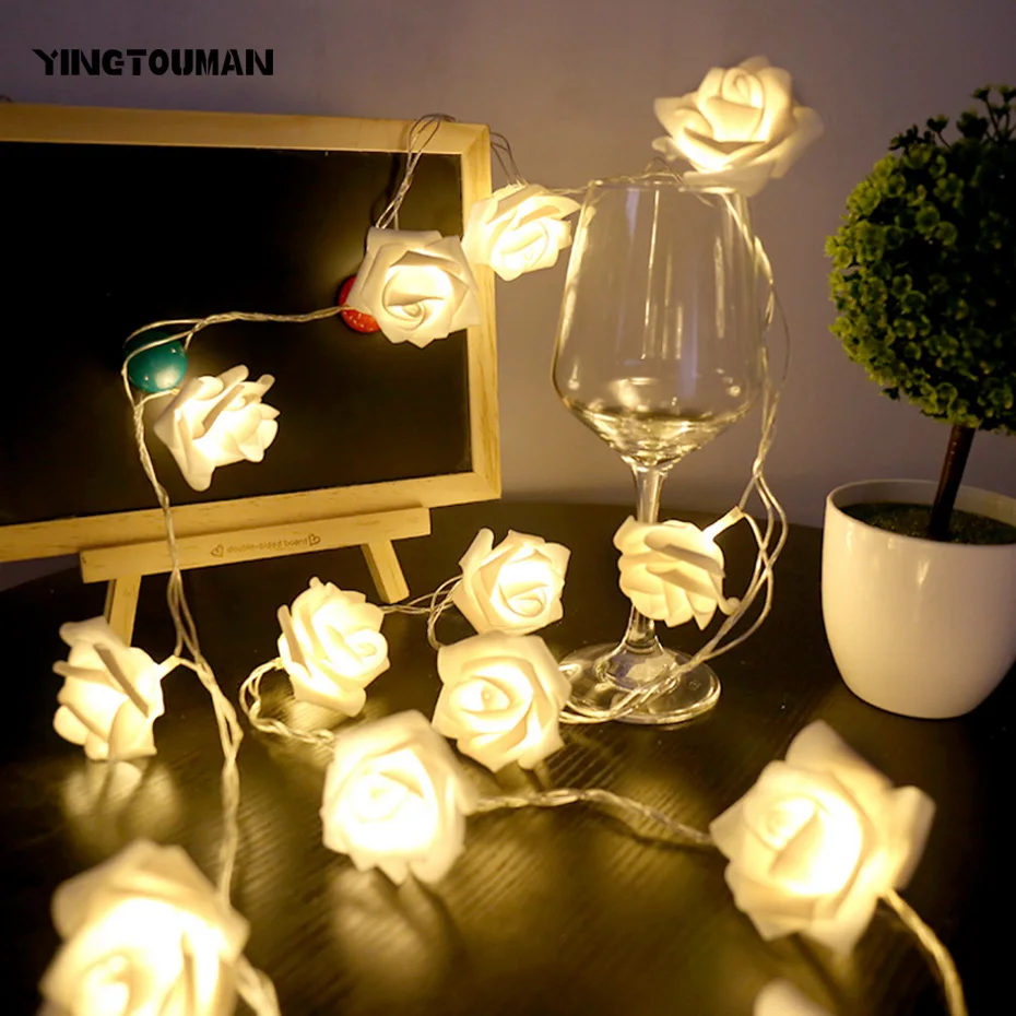 

YINGTOUMAN 10M 100LED Flower Type Plugs Christmas Party Lights Garden String Light Outdoor Decorative Rose Flower Lamp
