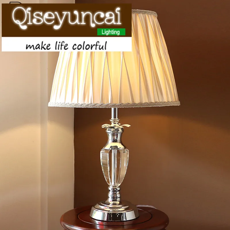 

Qiseyuncai European style The wedding cozy bedroom K9 crystal Beige table lamp modern simplicity luxury high-end lighting