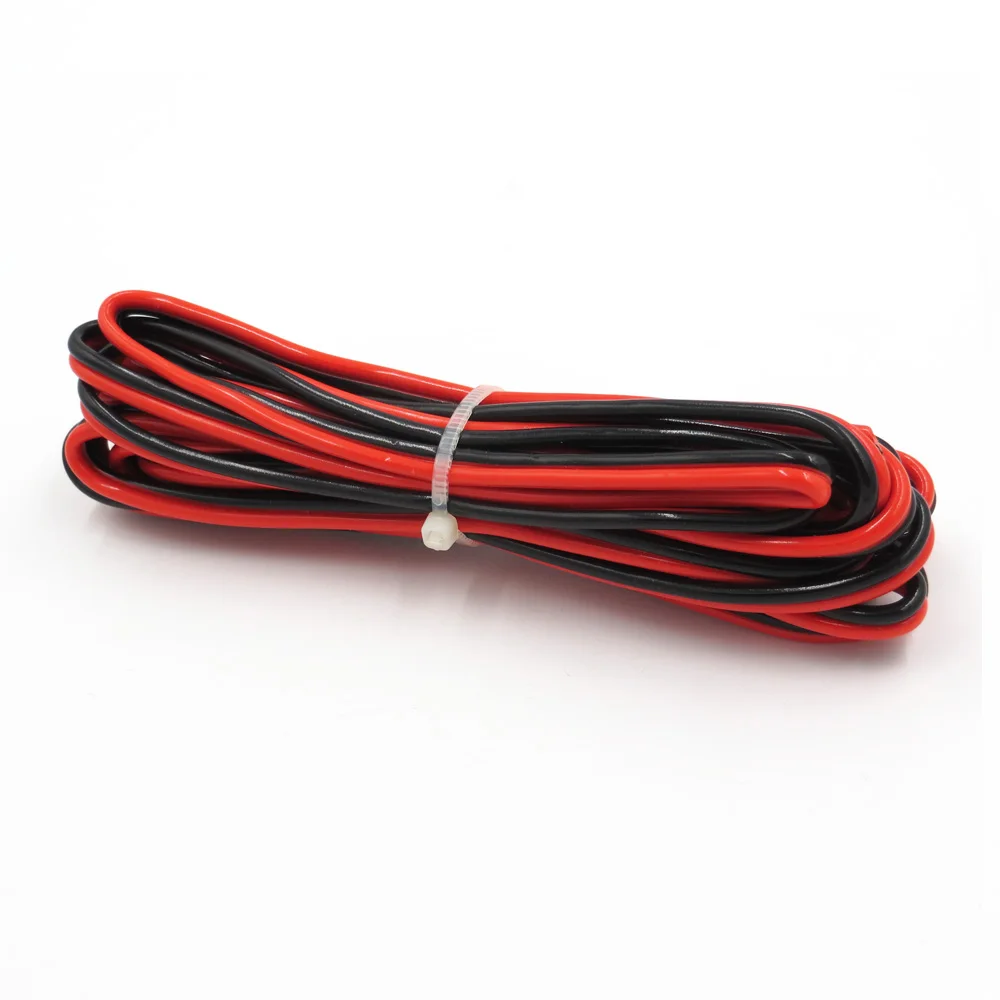 

5m x PVC Insulated 2 Pin Copper wire 28AWG 24AWG 22AWG 20AWG 18AWG 16AWG 14AWG IEC RVB PVC red black electrical cable LED