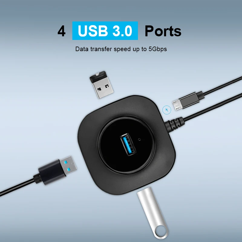 Мульти usb-хаб 3,0 концентратор USB разветвитель Mini USB 3,0 концентратор 4 порта расширитель Micro 3 hab высокоскоростной с портом питания для ПК Аксессуары
