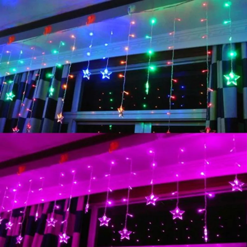 

Multi 3.5M 100SMD Five-Pointed Star LED String Curtain Lights Xmas Wedding Decor 110V US Plug