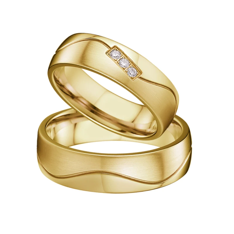Gold color Titanium stainless steel rings men Jewelry Alliances Anniversary engagment wedding band Couple rings for women