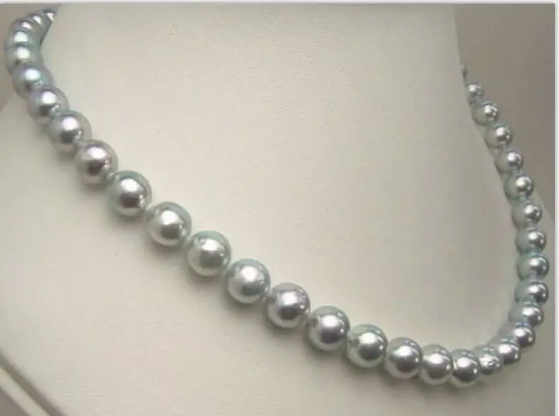 

Hot selling free shipping********gorgeous 10-11mm tahitian silver gray pearl necklace 17inch