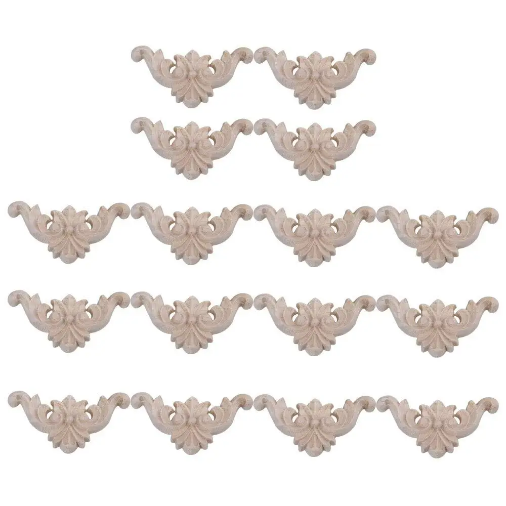 

20Pcs 50x50mm Wood Carved Long Onlay Applique Unpainted Frame Door Wall Decor for Cabinet Home Furniture