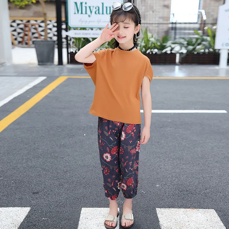 Children Clothing Set Girls' flower bloomers two piece suit baby girl