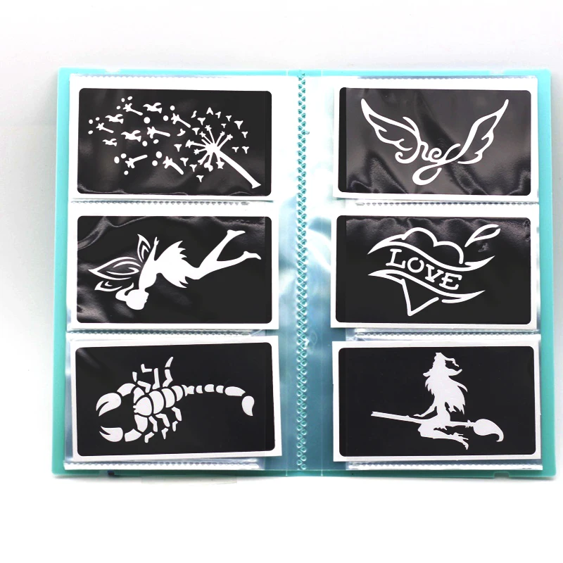xmasir 120pcs Small Glitter Tattoo Stencil Book PP120 Card