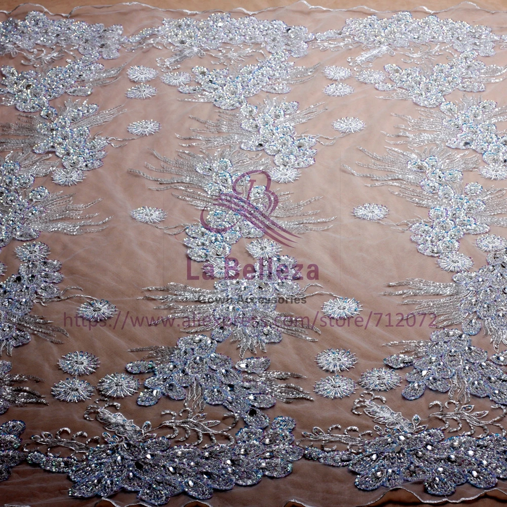 La Belleza сток белый/черный супер тяжелый бисером Волшебные Блестки свадебное/вечернее платье кружевная ткань 4" Ширина по двору