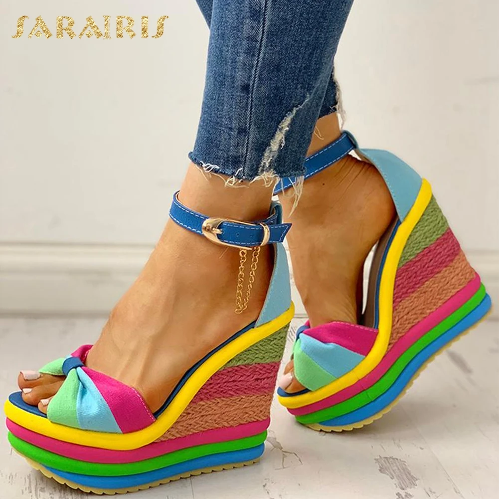 colorful wedge heels