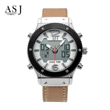 ASJ модные роскошные Брендовые мужские водонепроницаемые военные спортивные часы мужские кварцевые аналоговые кожаные Наручные часы Relogio Masculino