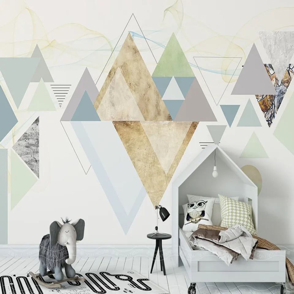 3D пользовательские фото 3D-обои с цветочным принтом рулон для Гостиная простой геометрический треугольник роспись фон детская комната