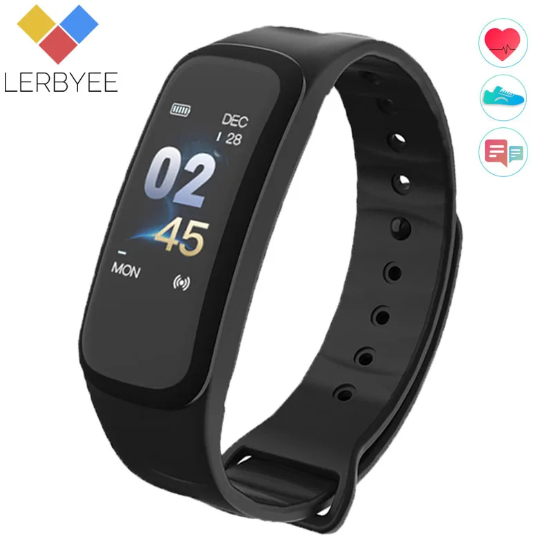 

Lerbyee Fitness Tracker C1Plus Color Screen Smart Bracelet Blood Pressure Heart Rate Monitor Smart Band New for Sport