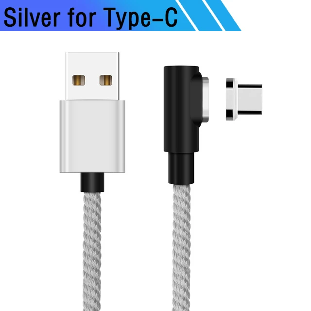Магнитный кабель Usb type-C для быстрой зарядки 3 А, кабель для быстрой зарядки Tipo C 3,1 для Xiaomi Redmi 8, 8A, samsung A50, A70, 2 м, 2 м - Цвет: Silver for Type-C