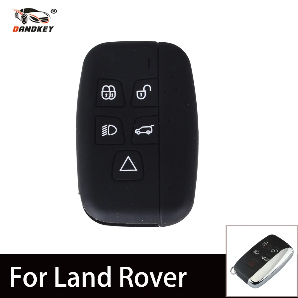 

DANDKEY 5 Buttons Silicone Car Key Cover For Land Rover Range Food Grade Land Rover Sport 10-13 LR4 Rover Discovery Evoque New