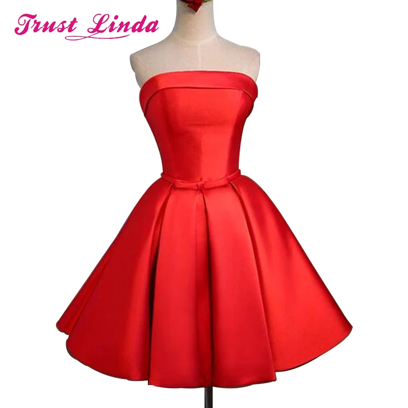 Red Satin Short Bridesmaid Dresses ...