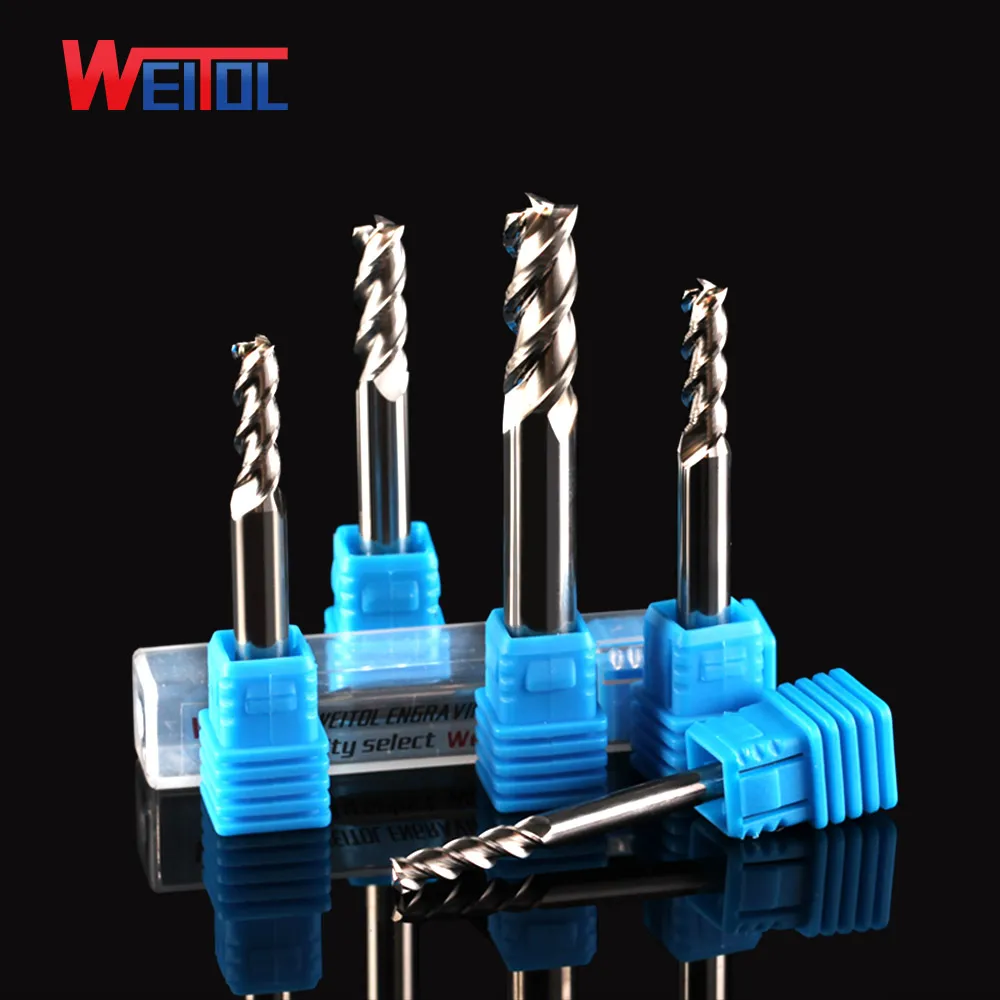 Weitol 6mm 3 Flute Spiral Cutter Router Bits For Aluminum Cnc Carbide