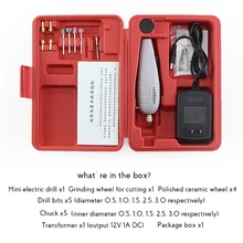 1 комплект мини-электрическая дрель с 5 патронами+ 5 сверл+ 1 трансформатор+ шлифовальный круг ручной шлифовальный станок для нефрита