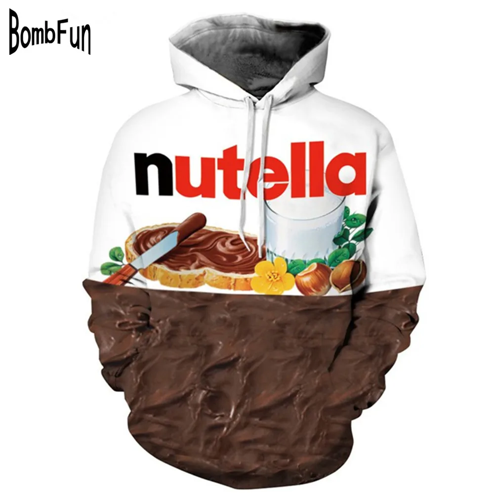 Толстовка с капюшоном Nutella Повседневная в стиле хип хоп 3d принтом для мужчин и