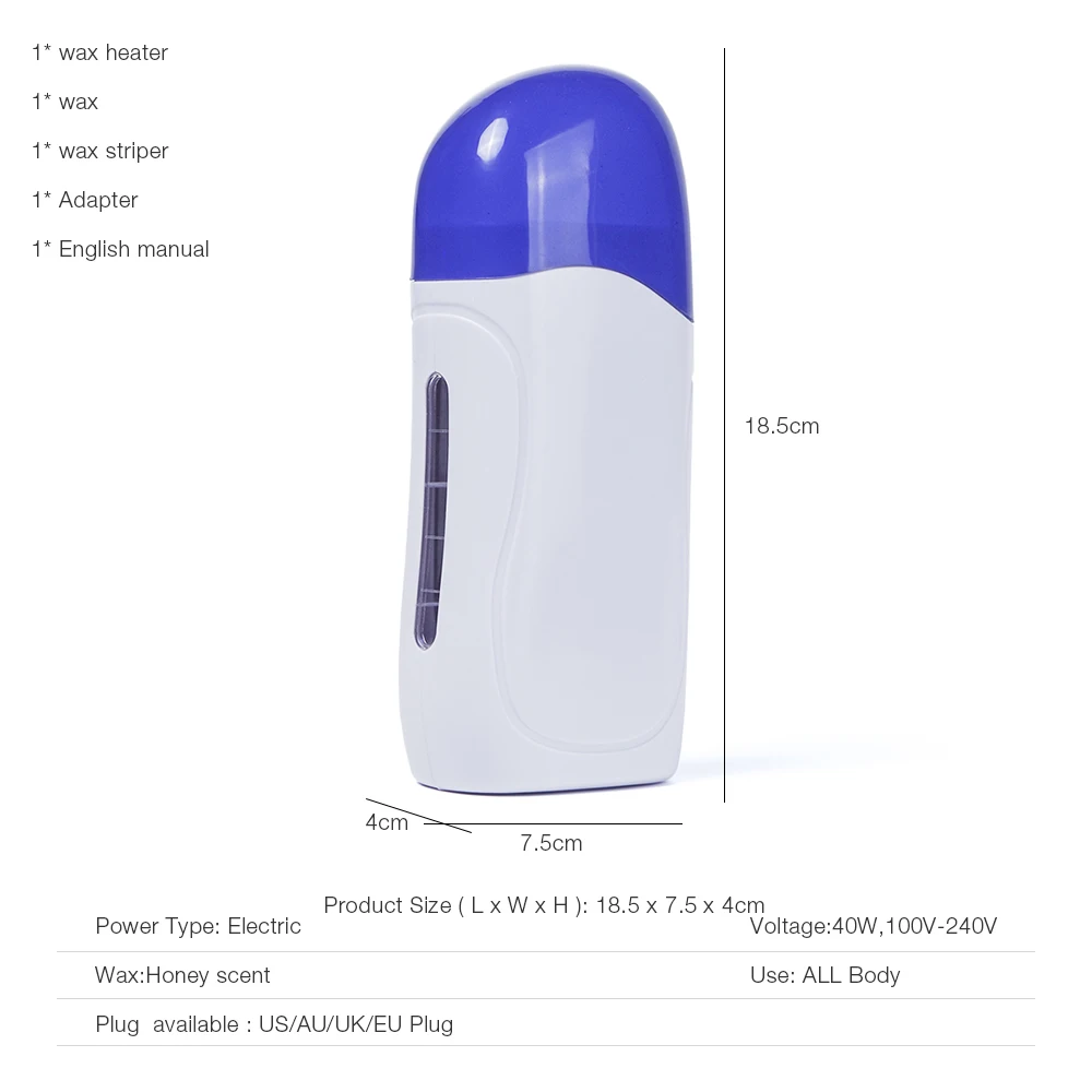 Нагреватель воска для депиляции в рулоне с многоразовой воском и воском для удаления волос, набор для депиляции, машина для депиляции с вилкой европейского стандарта, 100 шт. бумаги