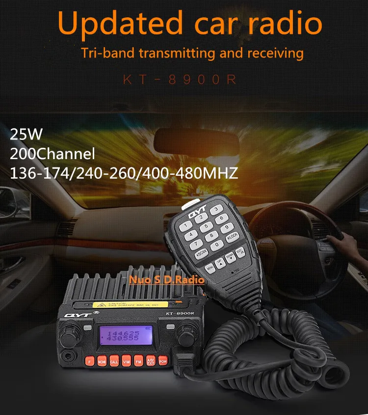 Трехдиапазонная мини-Автомагнитола QYT KT-8900R Comunicador UHF:400-480MHz/VHF:136-174MHz 240-260MHZ 25W Ham Mobile