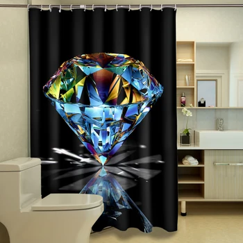 

Luxury Diamond 3D Photo Digital Printing Bath Waterproof Fabric Shower Curtains