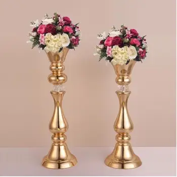 

Silver Metal Candle Holders 50cm/20'' Stand Flowers Vase Candlestick As Road Lead Candelabra Centre Pieces Wedding Decoration