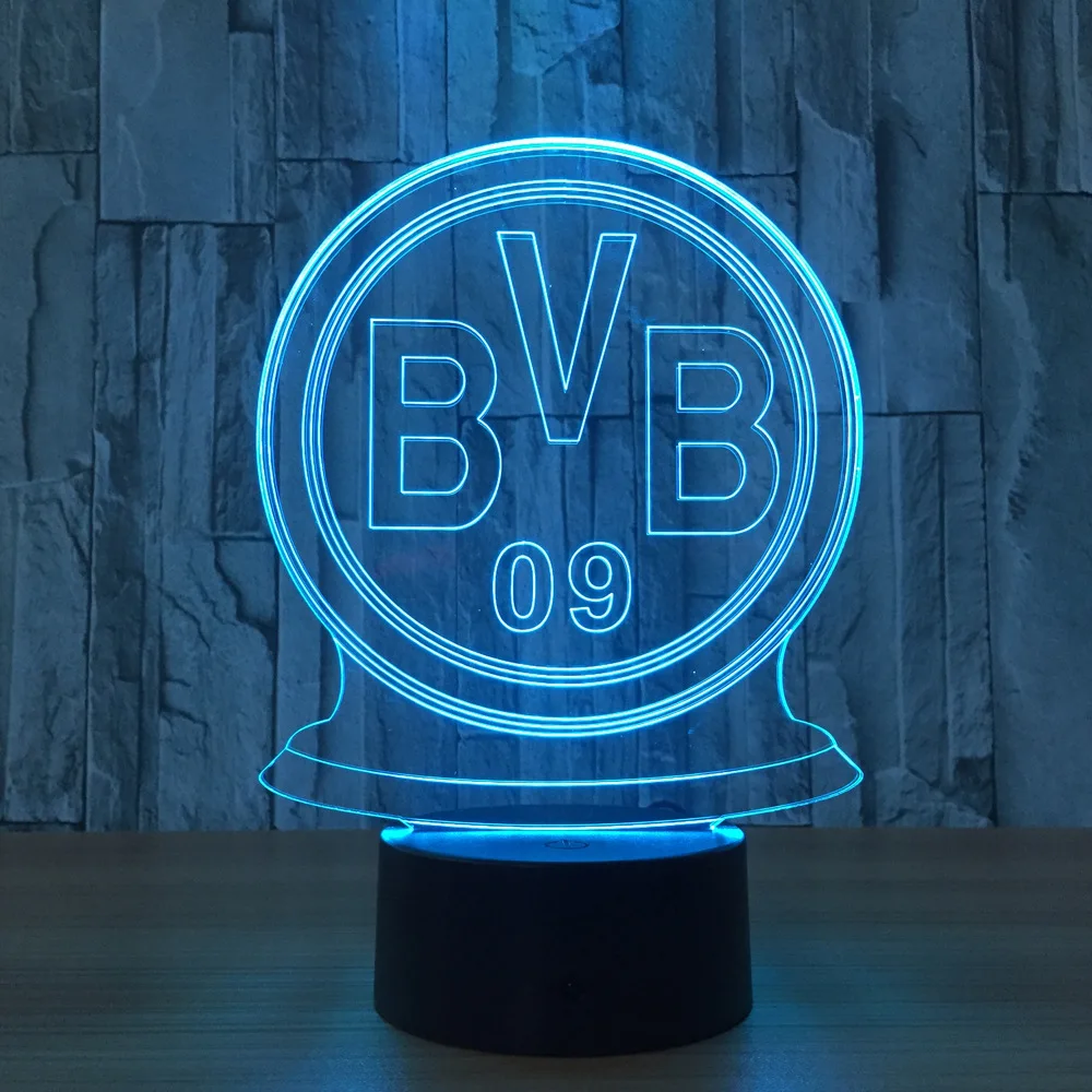 

Multi LED German Soccer Team BVB Night Light Football Club 3D Illusion Table Lamp Color Changing Luminaria Touch Lights