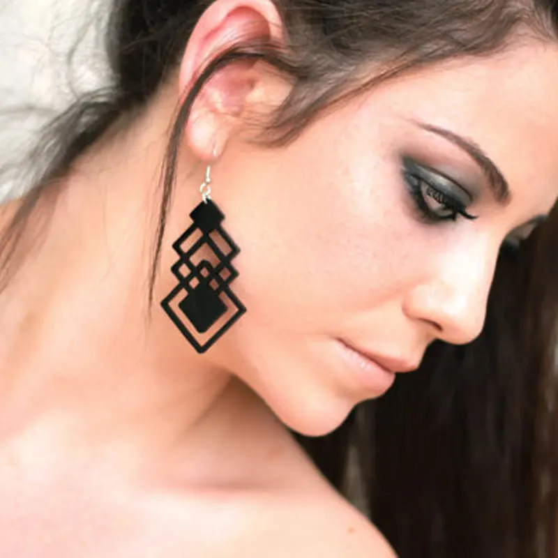 Square Geometry Earrings OL Dangle Earrings Paris Catwalk Fashion