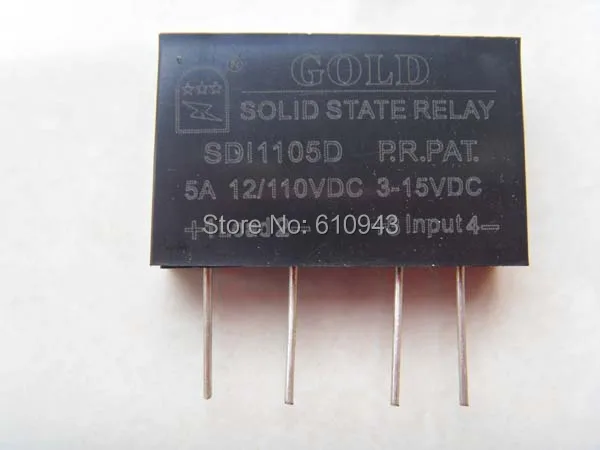 

SDI1105D DC to DC 5A SSR input 3-15v or 15-28v output12-110VFreeshipping PCB small solid state relay single-in-line