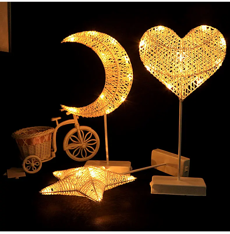 Night Table Lamp Hand-Crafted 40 cm LED Night Light Star Heart Love Shaped Lamp Battery Powered Girls Room Decorative New Year (18)