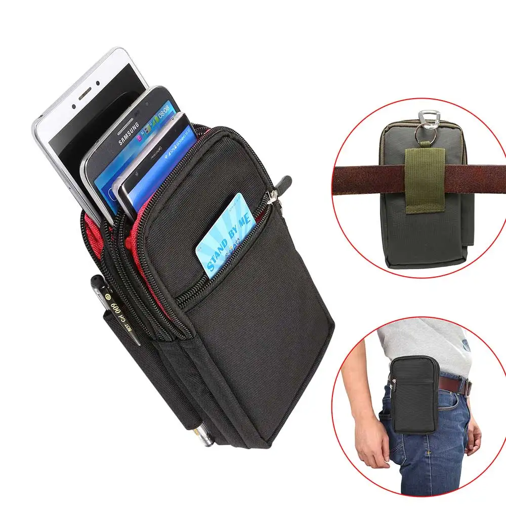 

large Size 7.0 inch phone Outdoor Sport Bag Case for Samsung/iPhone/LG/HUAWEI/Power Bank Universal Nylon Wallet Belt Clip Pouch