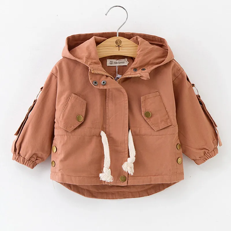 

New High quality 100% cotton Girls coat long sleeve Solid coat jacket outerwear autumn Spring wear 2-7yrs