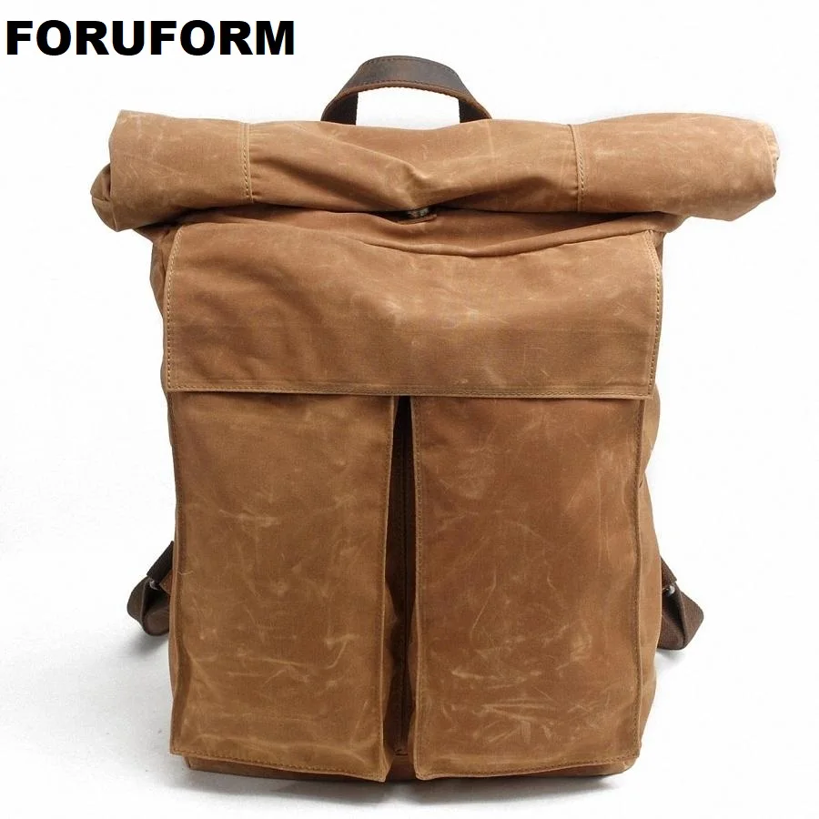 

Vintage Men Waterproof Canvas Backpack Fashion School Bag Casual Travel Rucksack 17 Inch Laptop Bolsas Mochila LI-1490