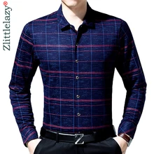 Мужская модная брендовая Повседневная Деловая приталенная Мужская рубашка camisa с длинным рукавом, рубашки в клетку, одежда, Джерси 40137