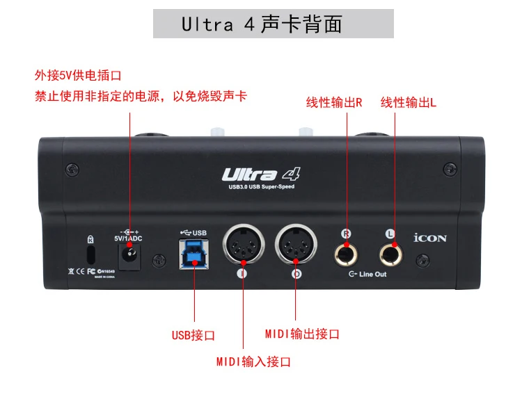 Оригинальное изображение ультра 4 USB 3,0 24-бит 96/192 KHz 2 В/2 выхода аудио интерфейс внешний USB Звуковая карта для компьютера в прямом эфире