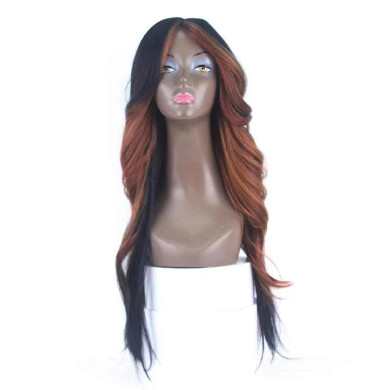 Alinova Body Wave Synthetic Hair Wigs Lpart& Lace Front Synthetic Lace Front Wig For Black Women 150% Density - Color: HL 27