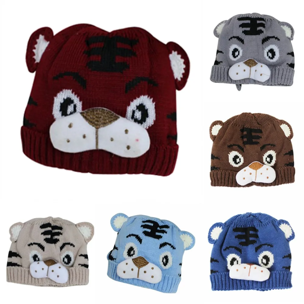 1pc Crochet Knitting Tiger Cap 2017 Spring Autumn Children Knitted Hat