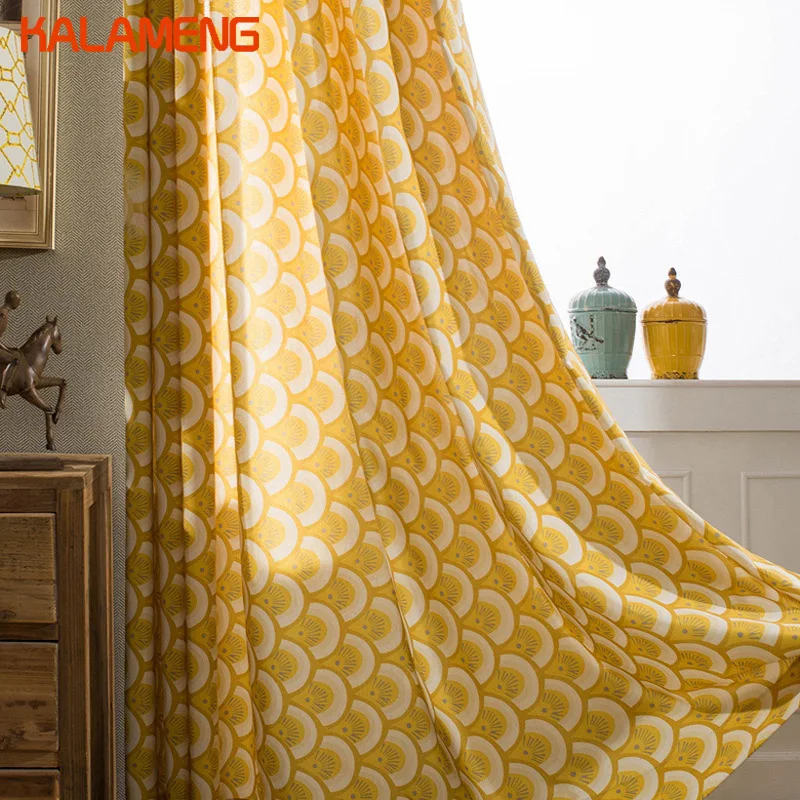 

Yellow Scale Geometry Light Shade Bedroom Curtains For Living Room Draps Rustic Window Curtain Set Custom Made AXY8076