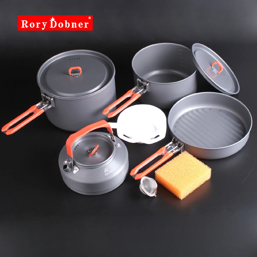 

Outdoor Camping Hiking Tableware Aluminum Alloy Cookware Travel Picnic Bowl Pot Pan Stove Set for 3-5 person Cooking Tools HC13