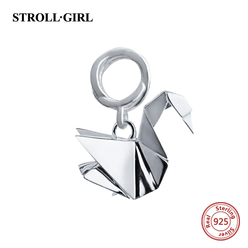 Strollgirl 925 серебро, металлические бусины прекрасный оригами конек кролик лодка Fit подлинным браслет Pandora Подвески DIY ювелирных - Цвет: D5102