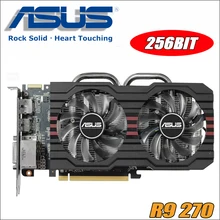 Б/у Видеокарта Asus R9 270 2GB R9270-DC2OC-2GD5 R9270 256bit GDDR5 для настольных ПК, протестированная на
