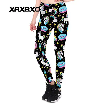 

XAXBXC 3905 Fashion Rainbow Unicorn Donut Pony Prints Sexy Girl Pencil Pants Strech Slim Fitness Women Leggings Plus Size