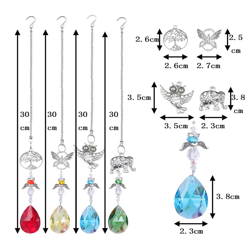 H& D 4 шт. кристалл Радуга производитель Suncatcher w/фигурка животного висячие орнамент для окна, домашний декор, украшение праздника