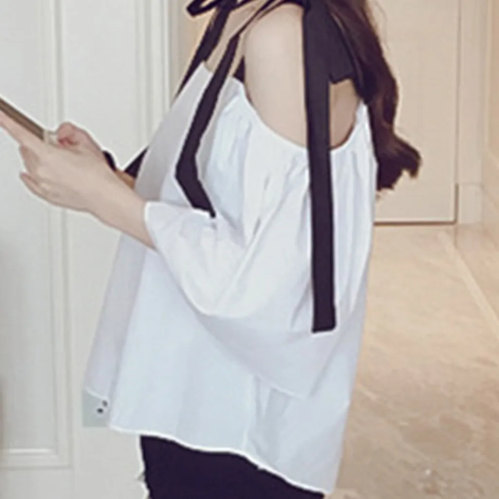 Women blouse 2019 Fashion Off Shouder Women's Shirt Short Sleeve Loose Leisure Shirt Korean