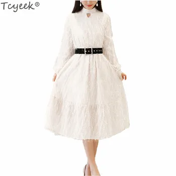 

Tcyeek 2019 Fashion Korean Style Women's Long Dresses Female Spring Dress with Long Sleeve Girls Autumn Elegant Clothing LWL186