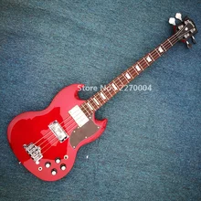 Red bass guitar, red body, sound, free shipping