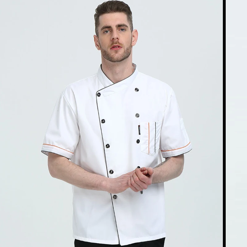 Куртка для шеф-повара с короткими рукавами унисекс, ресторант Cocina Trabajo Uniformes, пальто для суши, гостиничная форма - Цвет: white jacket