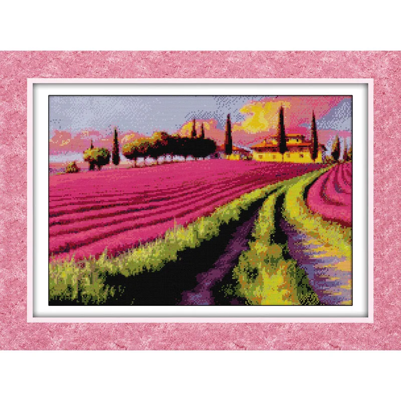 

Everlasting love Lavender garden Ecological cotton Cross Stitch 11CT 14CT stamped printed DIY gift product Wedding decoration
