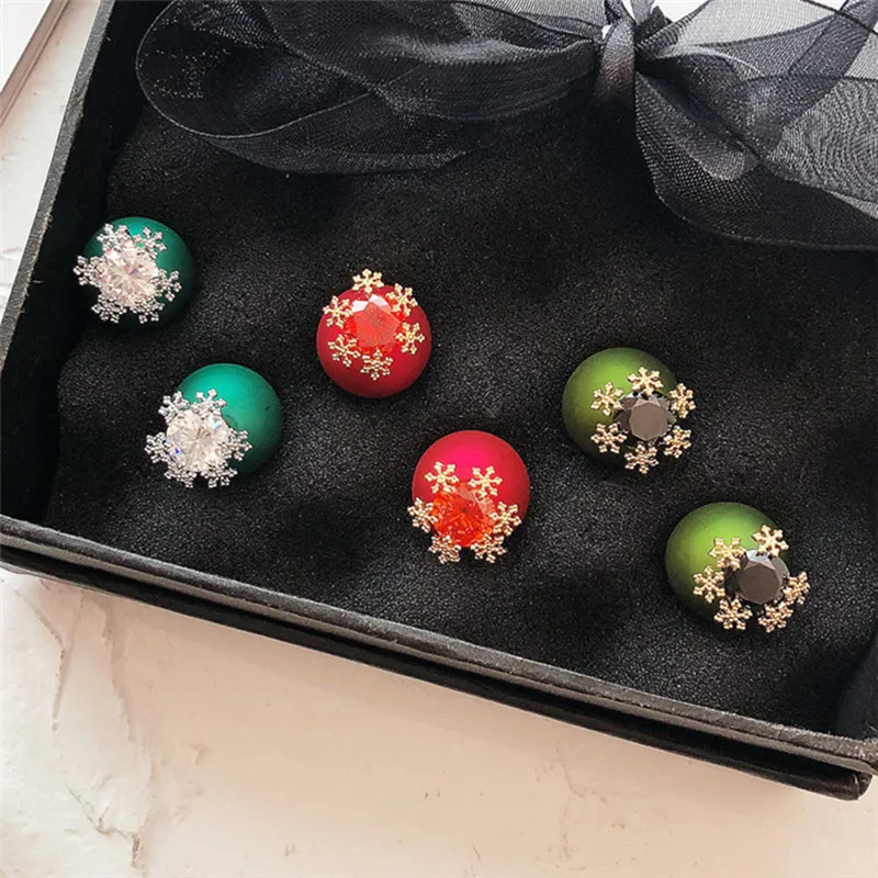 Женские Двухсторонние серьги гвоздики Ajojewel в виде снежинки с кристаллами и