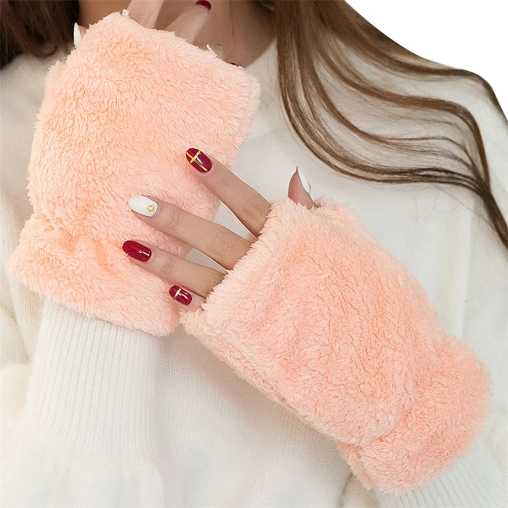 Модные Карамельный цвет Кашемир мягкий пальцев Для женщин перчатки Утепленные зимние теплые варежки