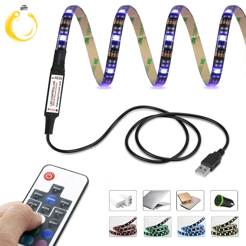 Best качество Светодиодные ленты DC5V RGB 5050 USB ТВ Задний план Освещение 30LED с 17key RF